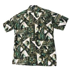 Vintage 60s Malihini Hawaiian Shirt Men's Size M Bark Cloth  Made In Hawaii
